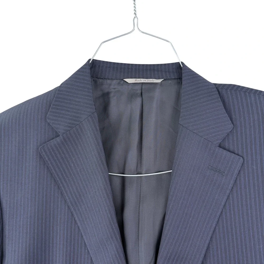Canali Sport Coat‎ Men US 46L Navy Blue Pinstripe 100% Wool Made Italy Blazer